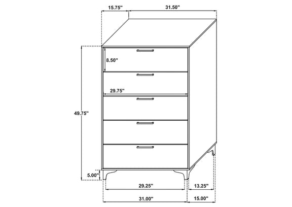 224455 Kendall 5-drawer Bedroom Chest Black