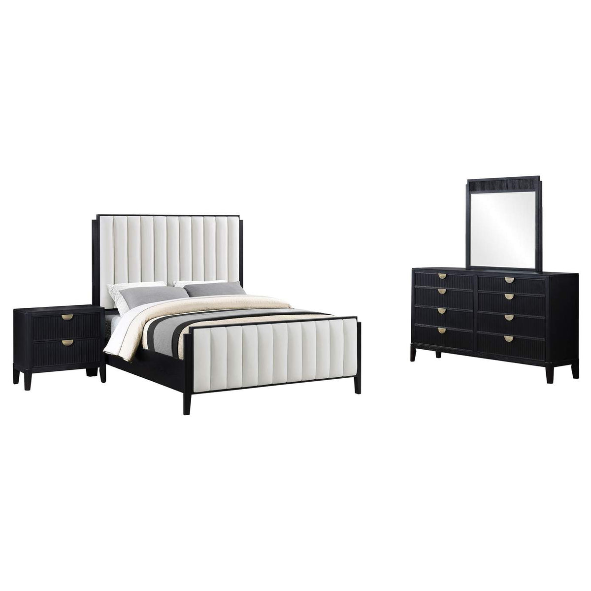 224710Q-S4 Brookmead 4-piece Upholstered Queen Bedroom Set Black
