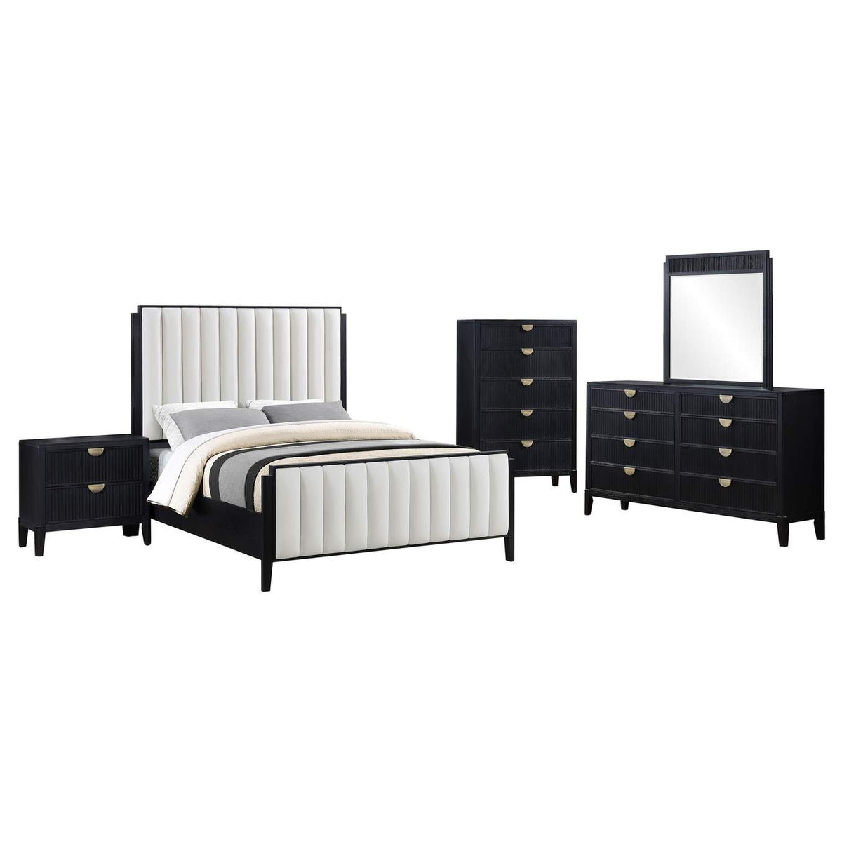 224710Q-S5 Brookmead 5-piece Upholstered Queen Bedroom Set Black
