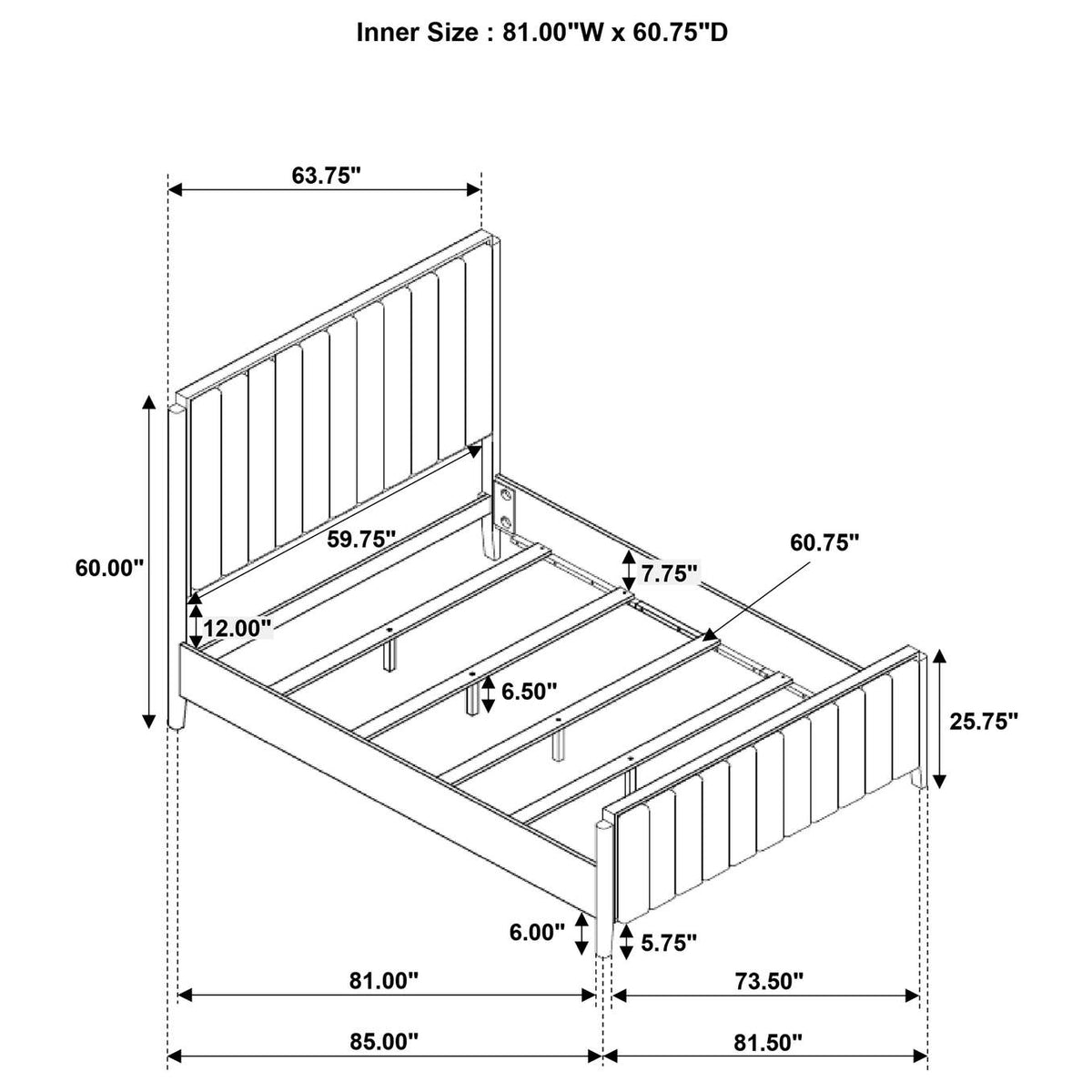 224710Q Brookmead 60-inch Upholstered Queen Bed Black