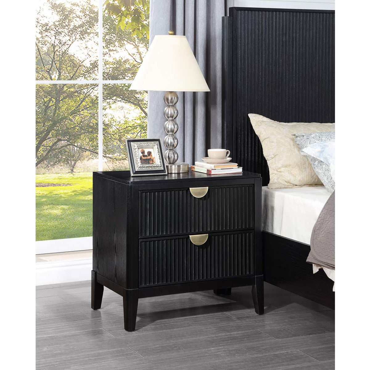 224712 Brookmead 2-drawer Nightstand Black