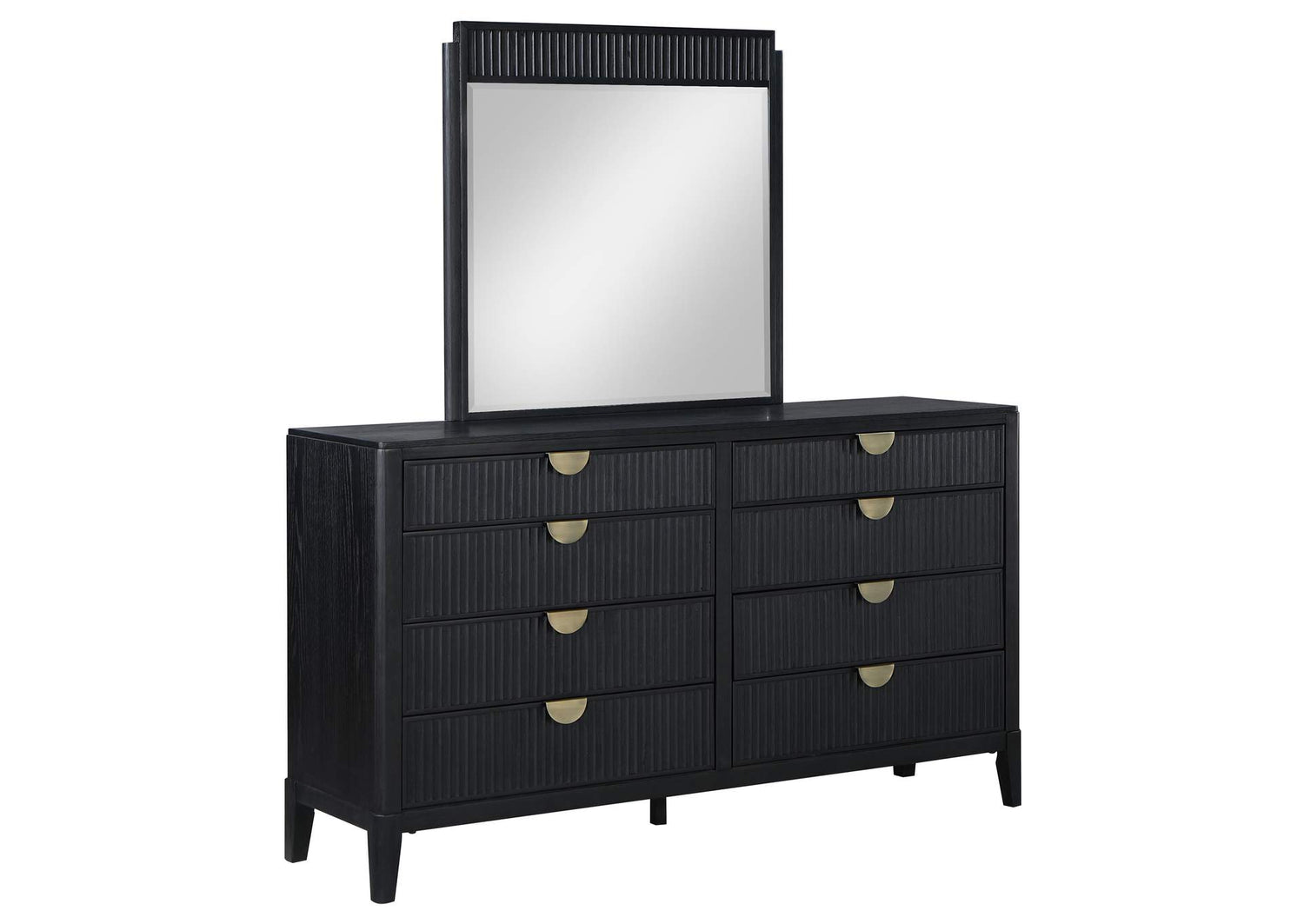 Brookmead 8-drawer Dresser with Mirror Black