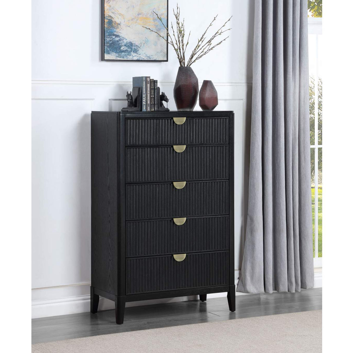224715 Brookmead 5-drawer Bedroom Chest Black