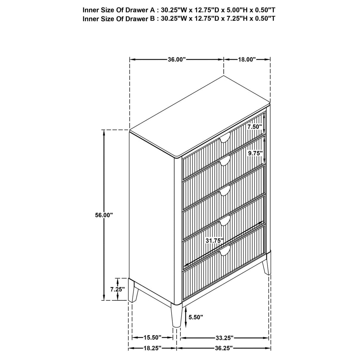 224715 Brookmead 5-drawer Bedroom Chest Black