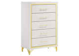224731KE-S5 Lucia 5-piece Eastern King Bedroom Set Beige and White