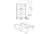 224731KE-S5 Lucia 5-piece Eastern King Bedroom Set Beige and White