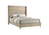 224731KE Lucia 61-inch Upholstered Eastern King Wingback Bed Beige