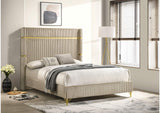 224731Q Lucia 61-inch Upholstered Queen Wingback Bed Beige
