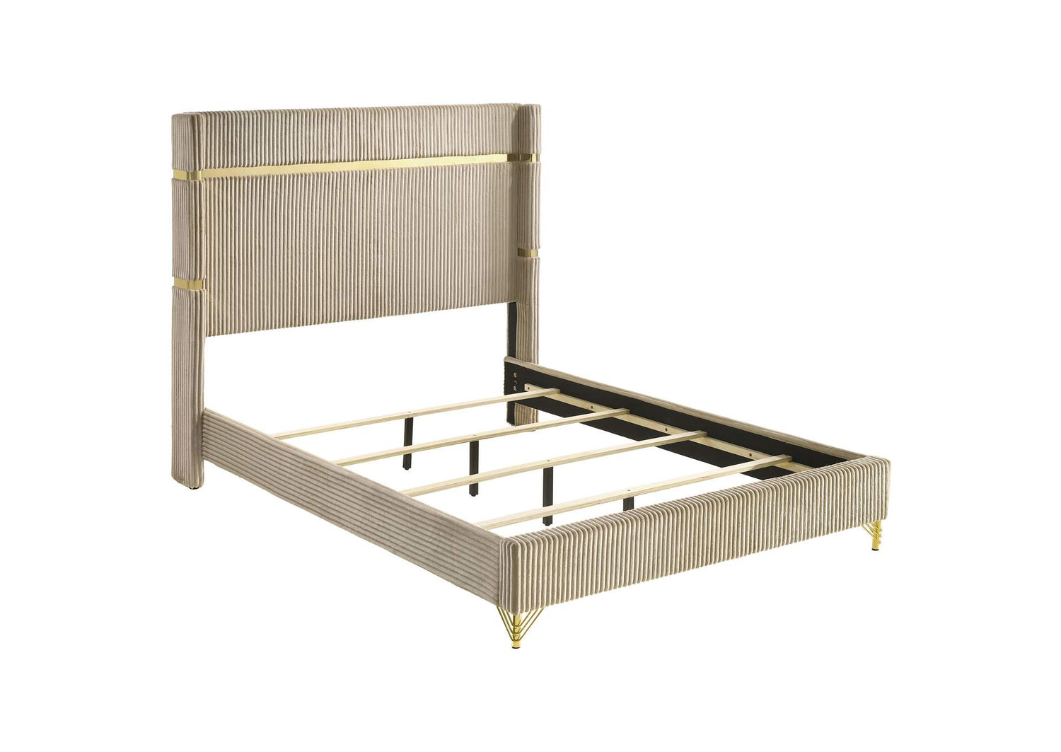 Lucia 61-inch Upholstered Queen Wingback Bed Beige