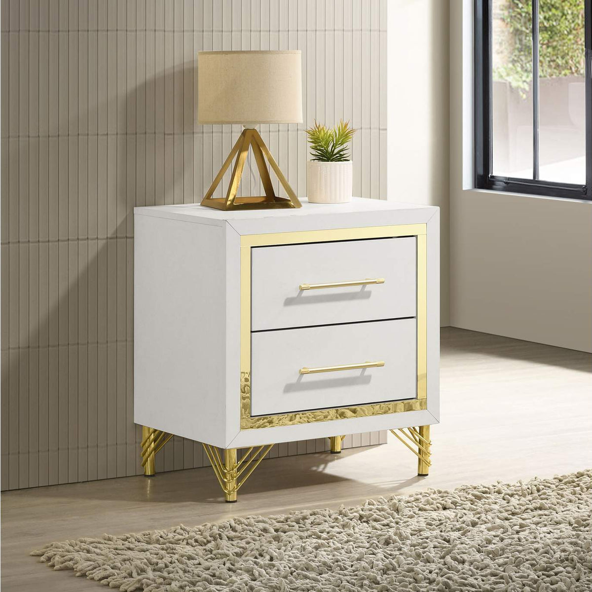 224732 Lucia 2-drawer Nightstand Bedside Table White
