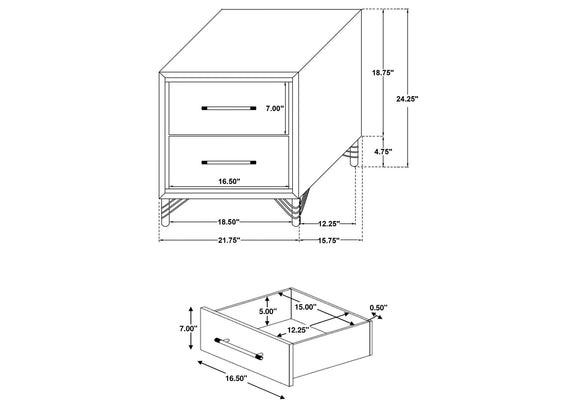 224732 Lucia 2-drawer Nightstand Bedside Table White