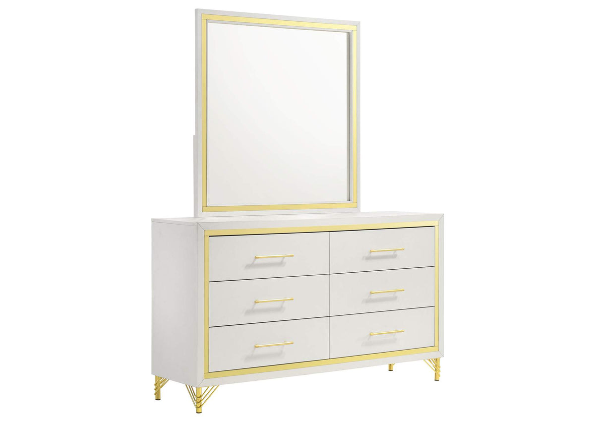 Lucia 6-drawer Dresser with Mirror White