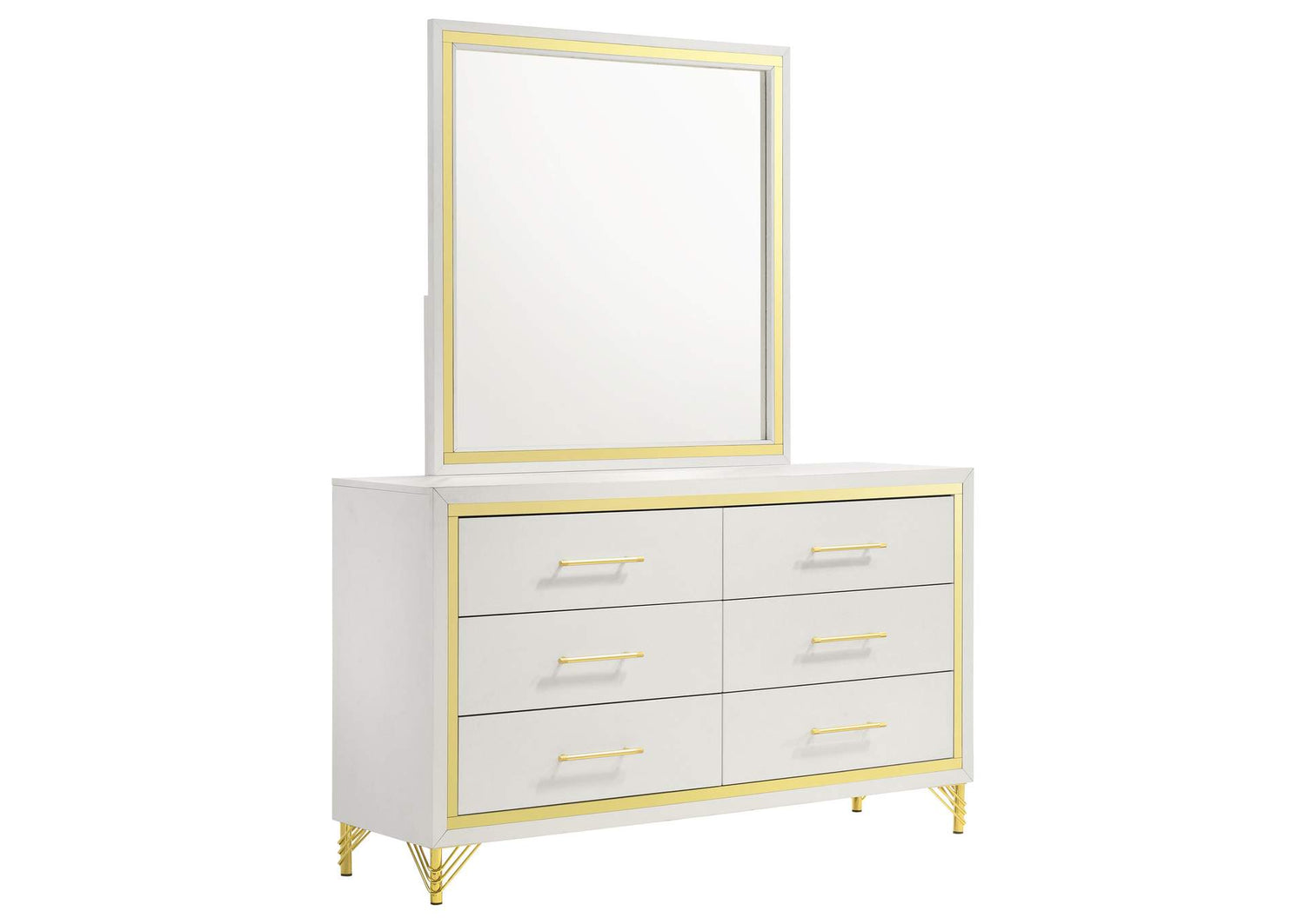 Lucia 6-drawer Dresser with Mirror White