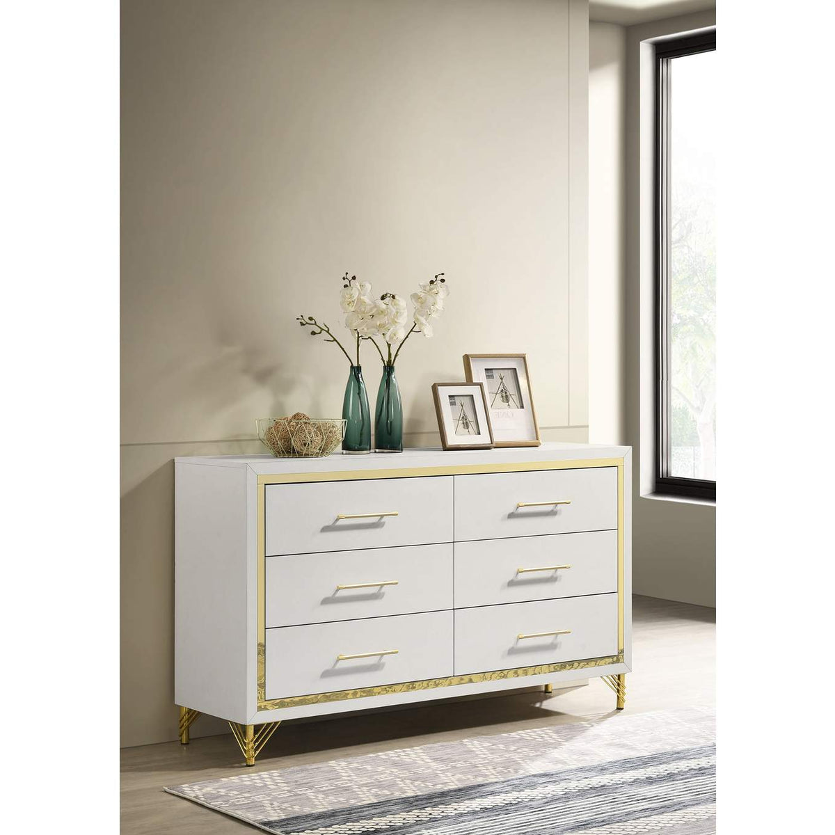 224733 Lucia 6-drawer Dresser Cabinet White