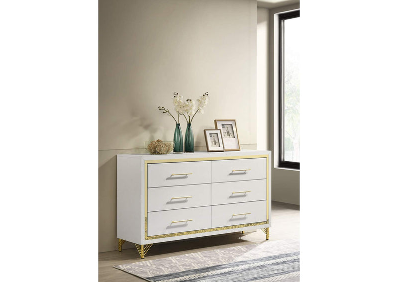 224733 Lucia 6-drawer Dresser Cabinet White