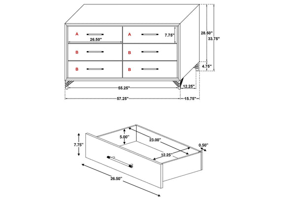 224733 Lucia 6-drawer Dresser Cabinet White