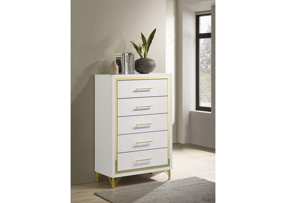 224735 Lucia 5-drawer Bedroom Chest of Drawers White