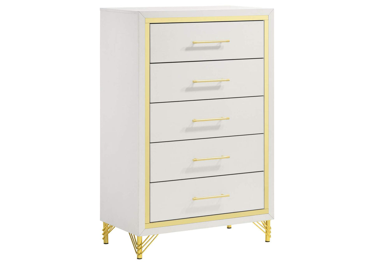 224735 Lucia 5-drawer Bedroom Chest of Drawers White