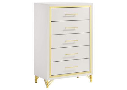 224735 Lucia 5-drawer Bedroom Chest of Drawers White
