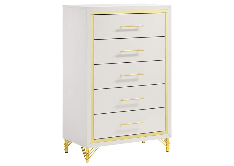 224735 Lucia 5-drawer Bedroom Chest of Drawers White