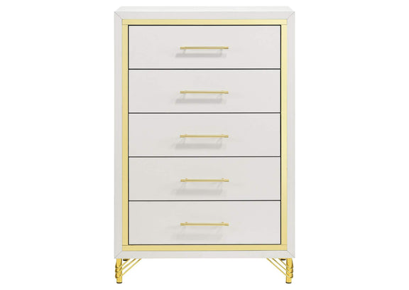 224735 Lucia 5-drawer Bedroom Chest of Drawers White