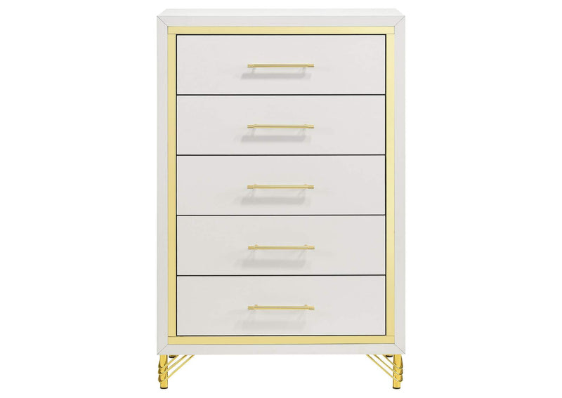 224735 Lucia 5-drawer Bedroom Chest of Drawers White