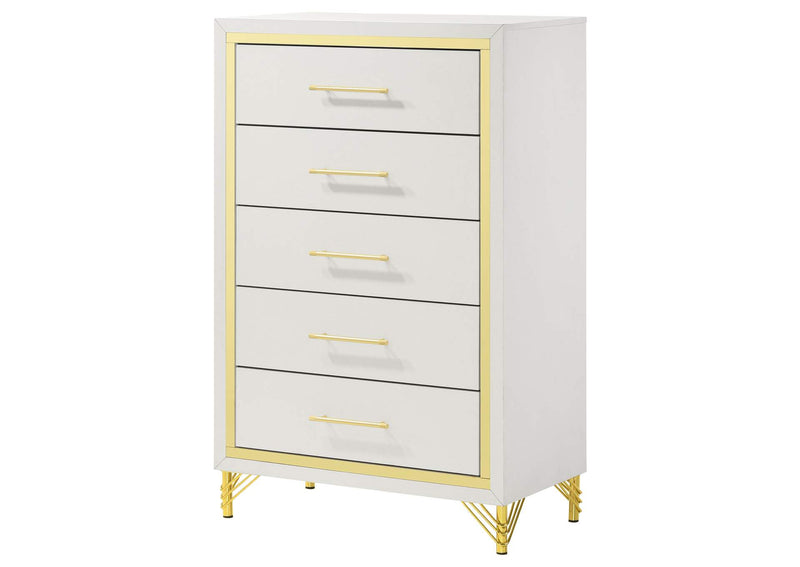 224735 Lucia 5-drawer Bedroom Chest of Drawers White