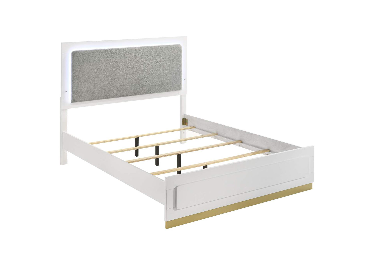 Caraway Wood Eastern King LED Panel Bed White