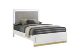 224771Q Caraway Wood Queen LED Panel Bed White