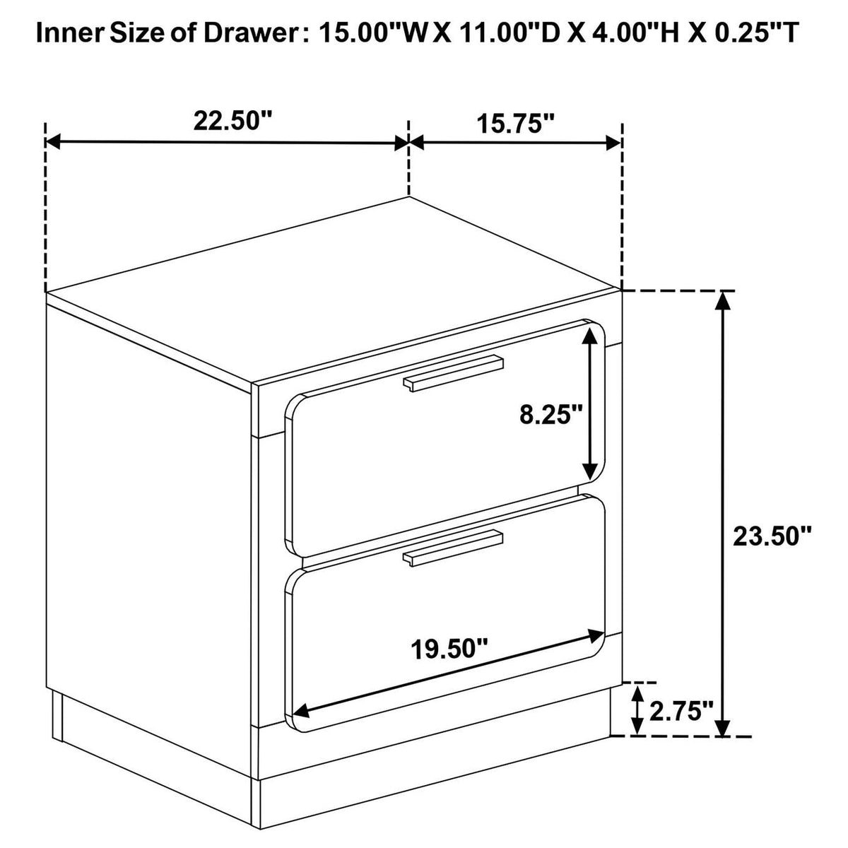 224772 Caraway 2-drawer Nightstand White