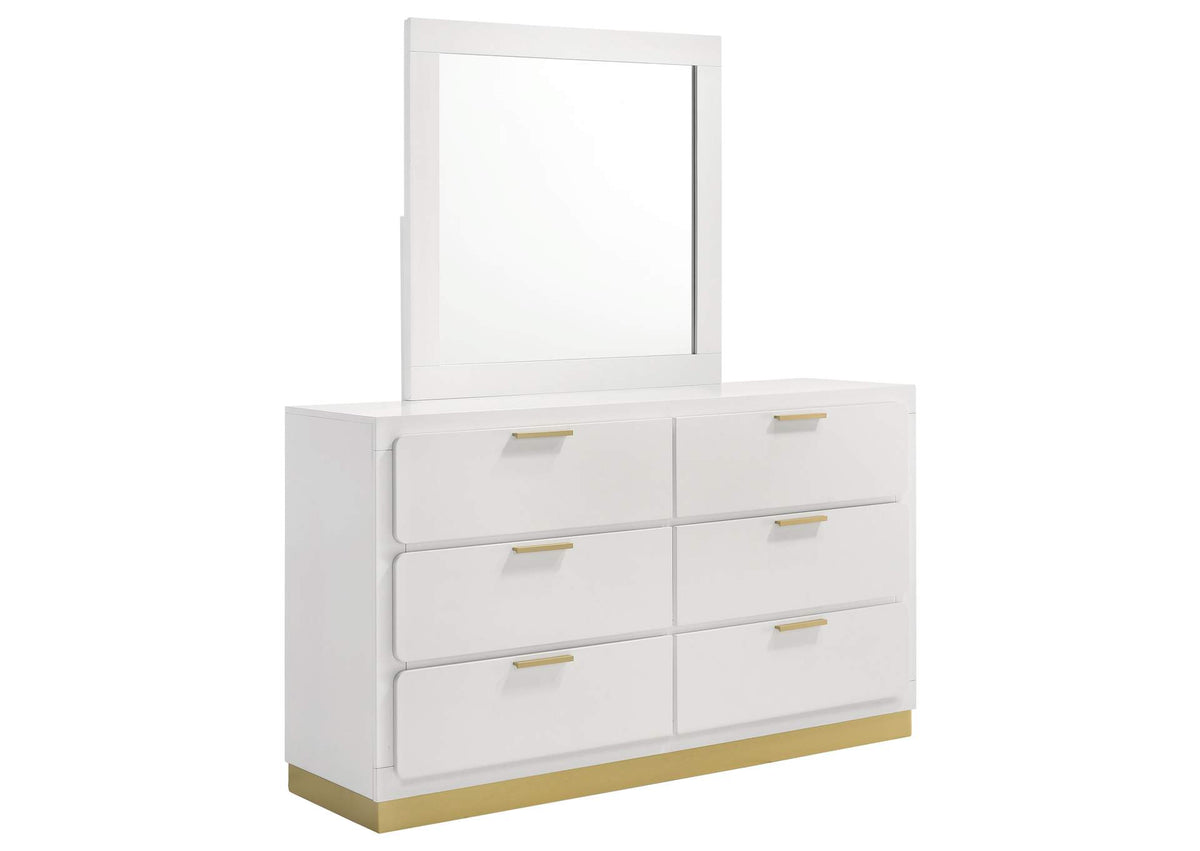 Caraway 6-drawer Dresser with Mirror White