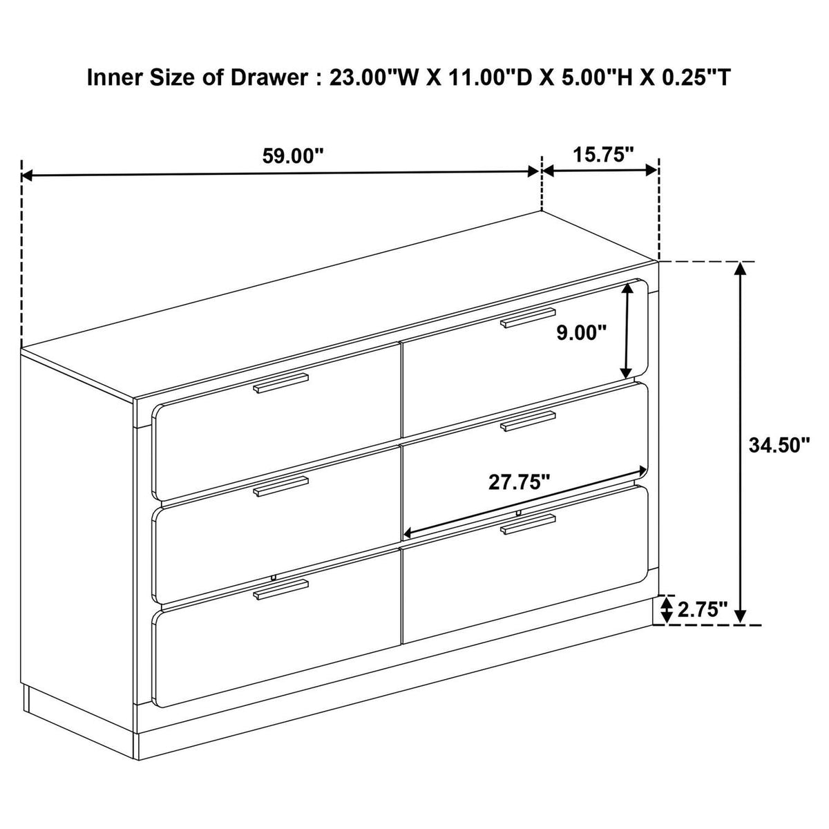 224773 Caraway 6-drawer Dresser White