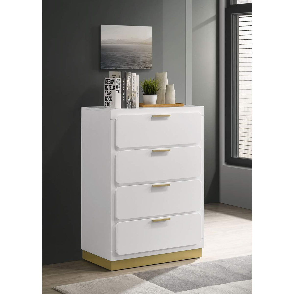 224775 Caraway 4-drawer Bedroom Chest White
