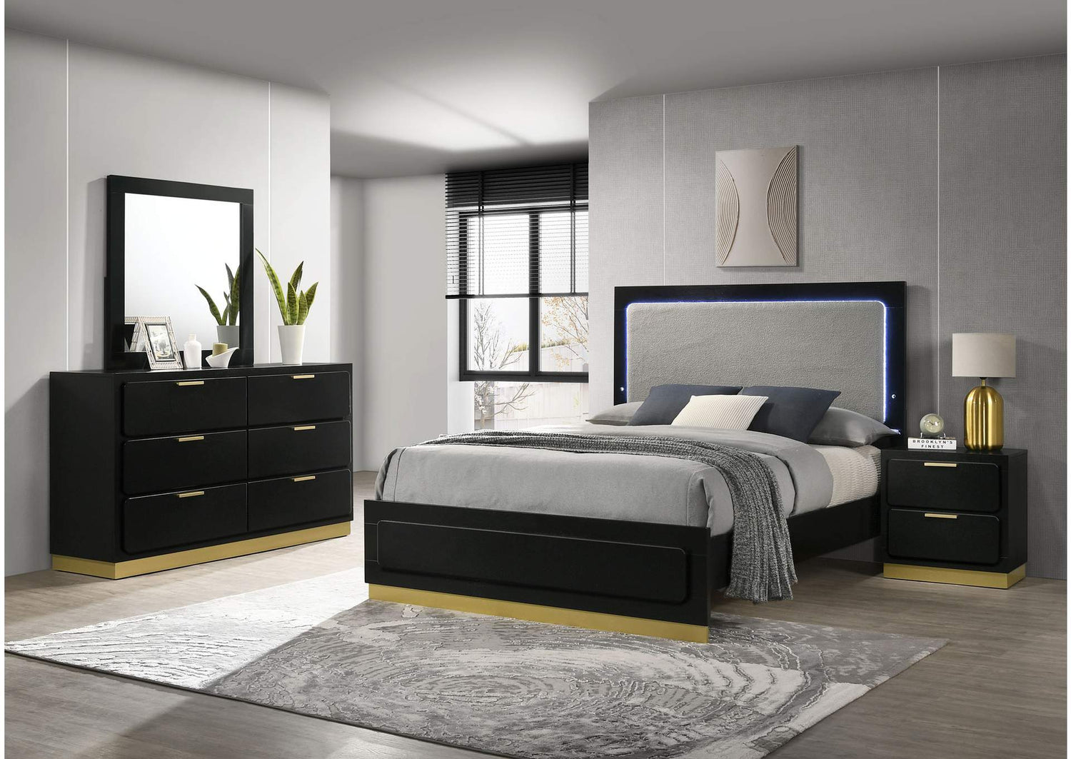 Caraway 4-piece Eastern King Bedroom Set Black