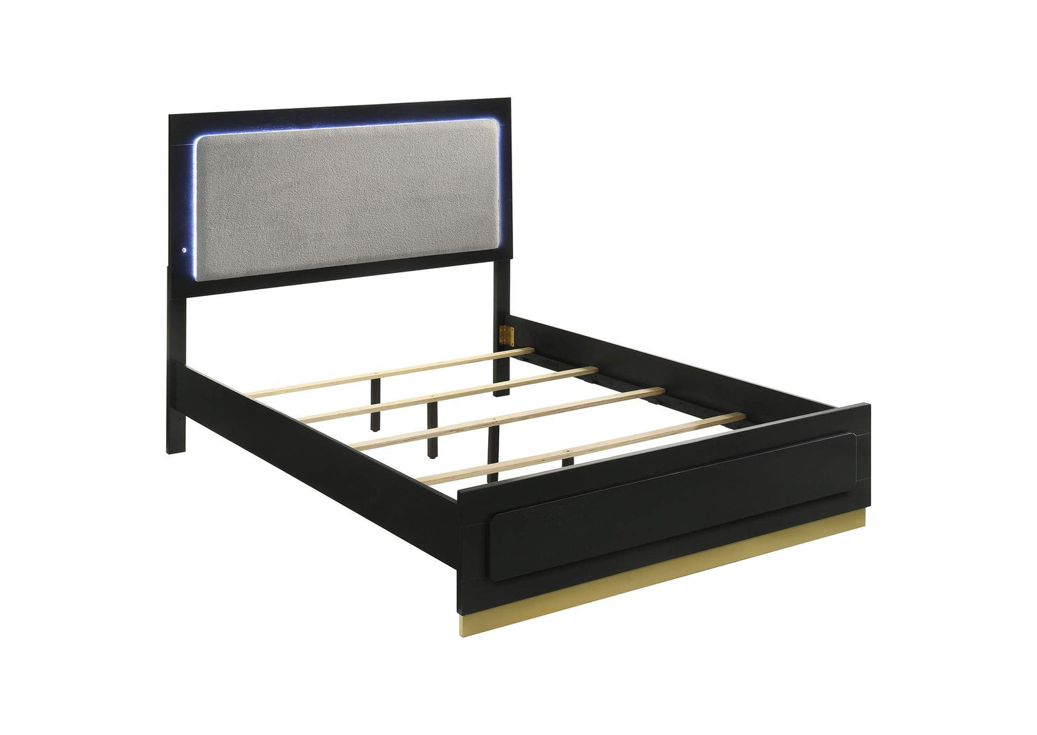 Caraway Wood Eastern King LED Panel Bed Black