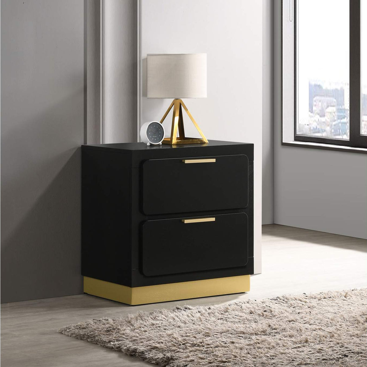 224782 Caraway 2-drawer Nightstand Black