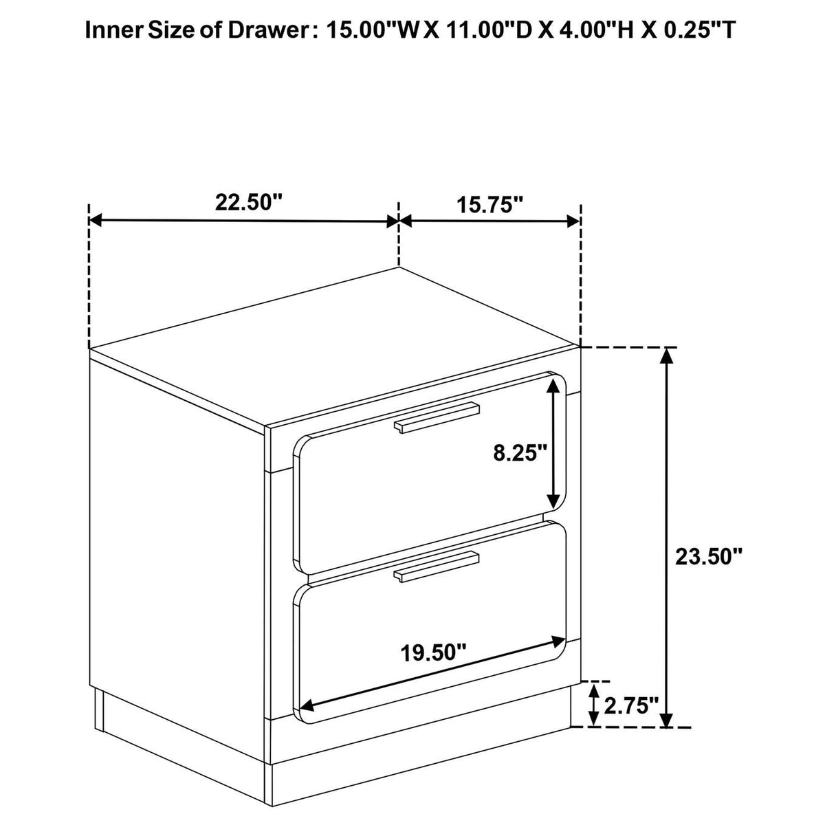 224782 Caraway 2-drawer Nightstand Black