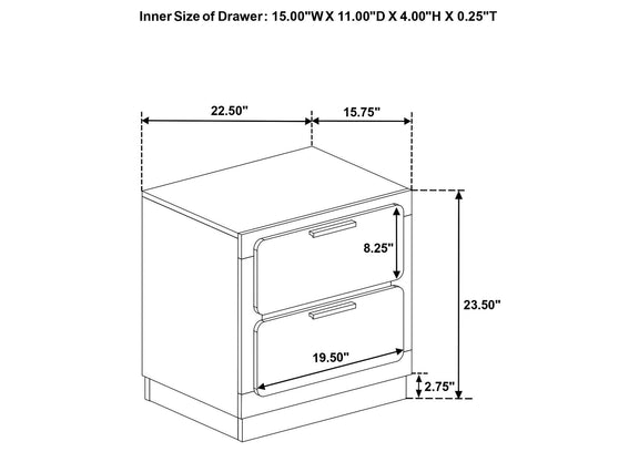 224782 Caraway 2-drawer Nightstand Black