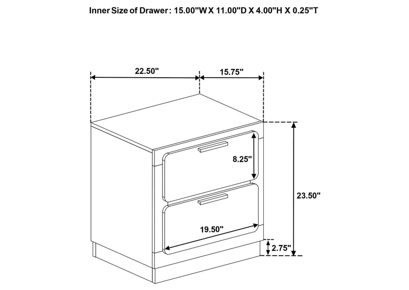 224782 Caraway 2-drawer Nightstand Black