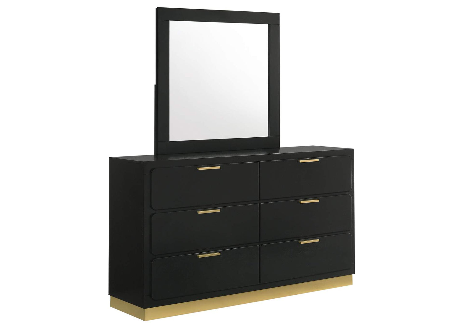 Caraway 6-drawer Dresser with Mirror Black