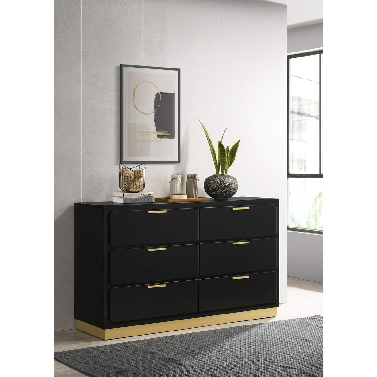 224783 Caraway 6-drawer Dresser Black