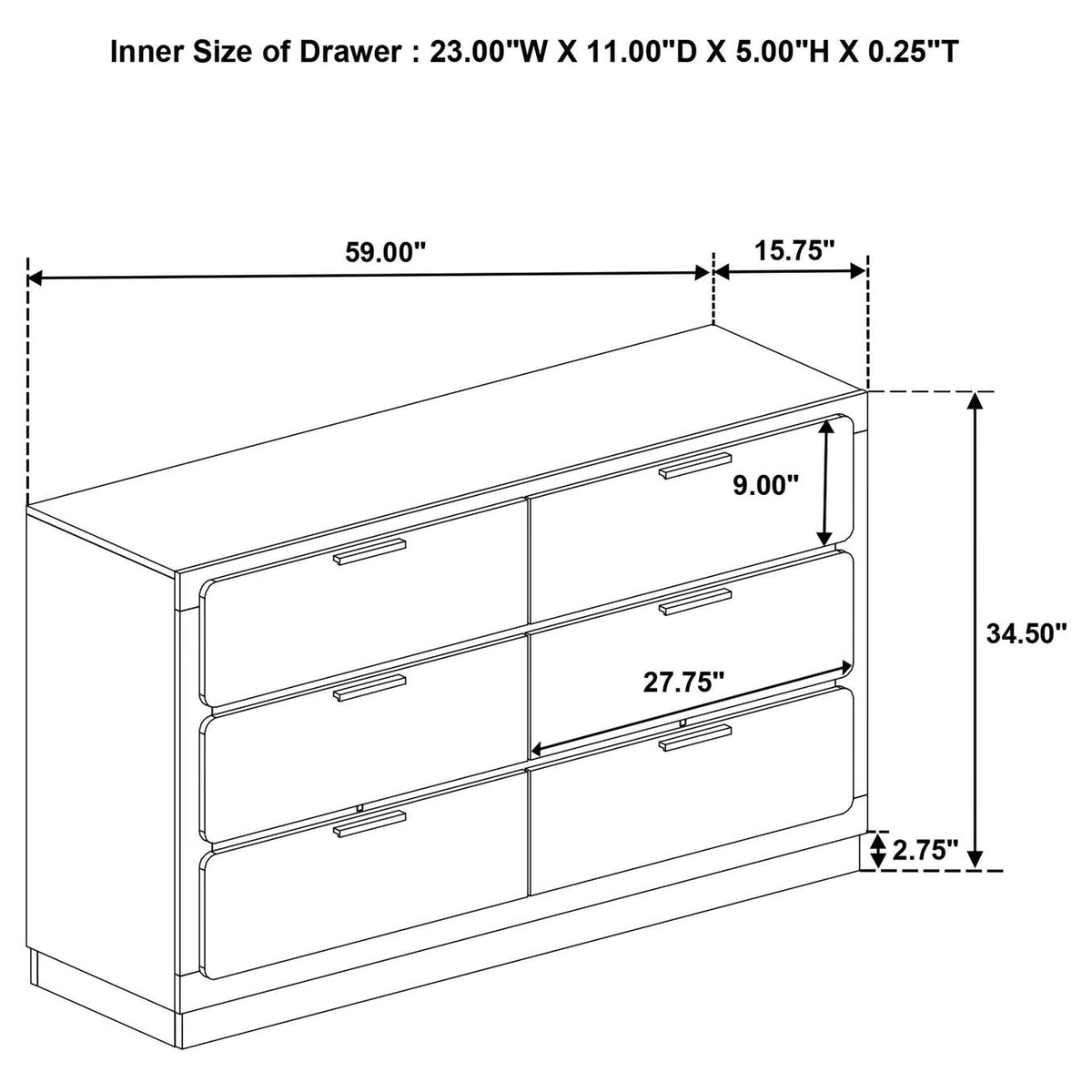 224783 Caraway 6-drawer Dresser Black