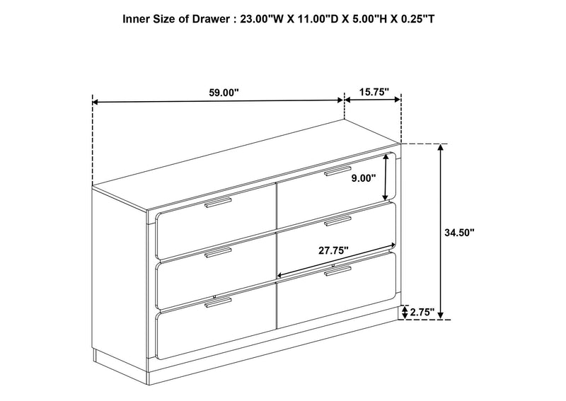 224783 Caraway 6-drawer Dresser Black