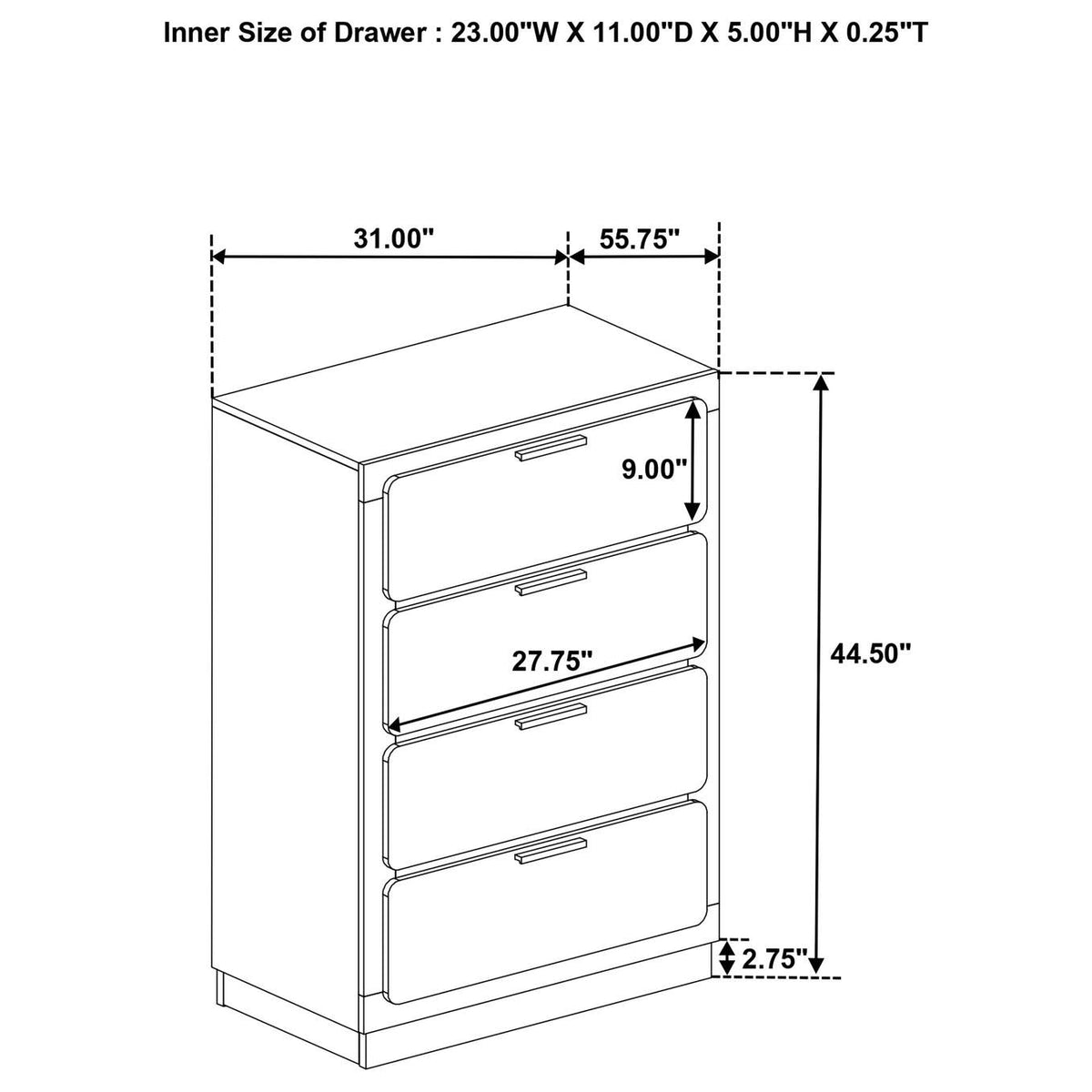 224785 Caraway 4-drawer Bedroom Chest Black