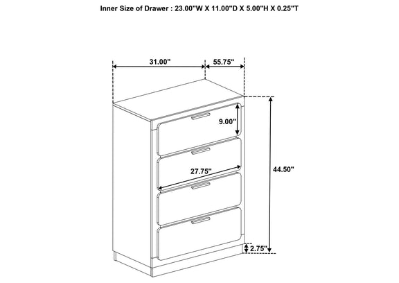 224785 Caraway 4-drawer Bedroom Chest Black