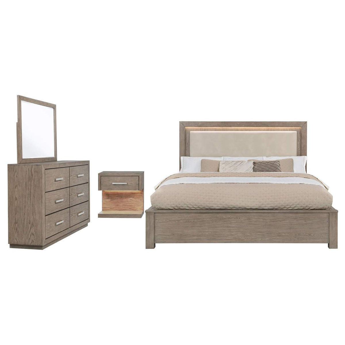 224850KE-S4 Kenora 4-piece Eastern King Bedroom Set Barley Brown