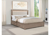 224850KE Kenora 56-inch Eastern King LED Storage Bed Barley Brown