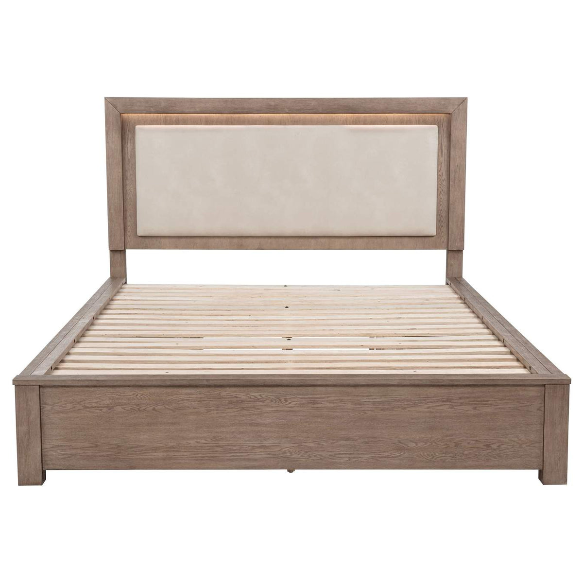 224850KE Kenora 56-inch Eastern King LED Storage Bed Barley Brown