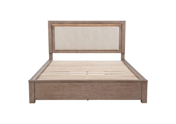 224850KE Kenora 56-inch Eastern King LED Storage Bed Barley Brown