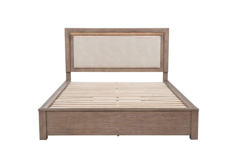 224850KE Kenora 56-inch Eastern King LED Storage Bed Barley Brown